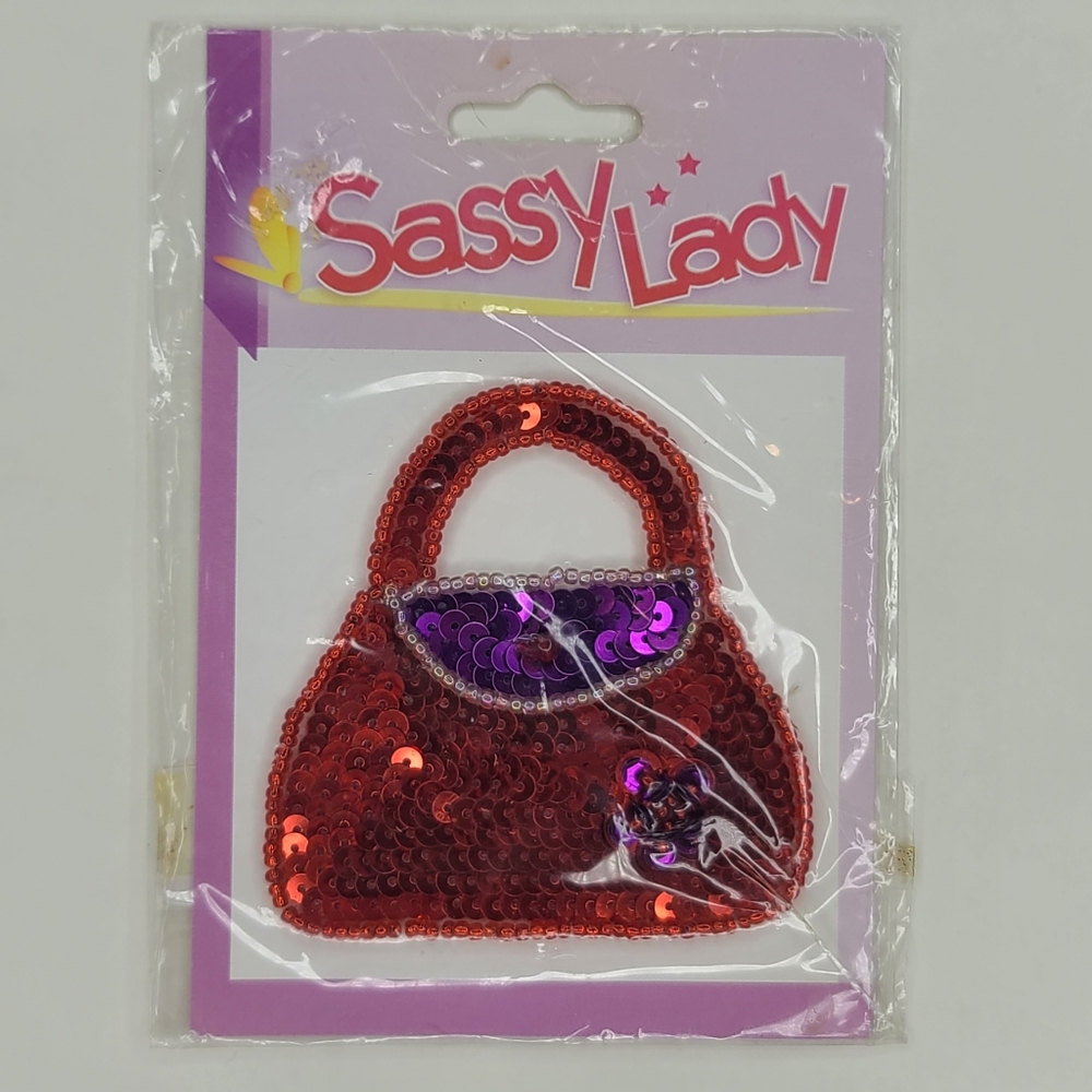 Sassy Lady Red Flower Purse Sassy Lady Sequin Applique/Patch - Red Multi